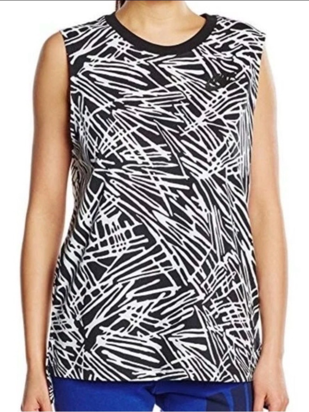 NIKE Tank Top M Zebra Palm 739960 BLACK / WHITE Muscle Tank Top Women’s MEDIUM